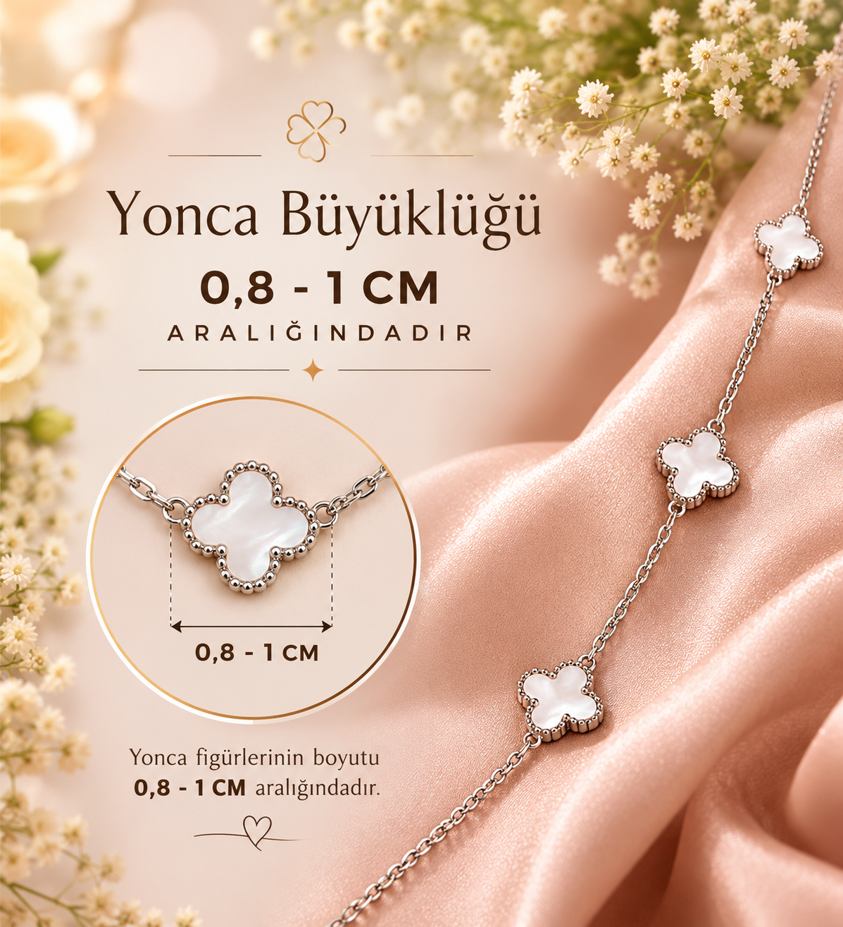 Silver Renk 5 Yonca Figürlü Kolye & Yonca Küpe Kombin Seti – Zarif Takı Seti